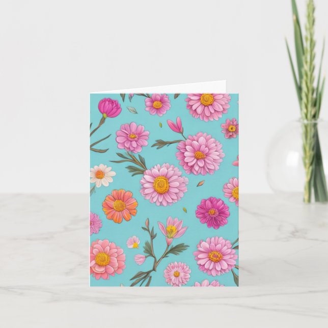 Hütte-Mittelblütenblütenblütenfarben Rosa Blume Einladung (Vorderseite)