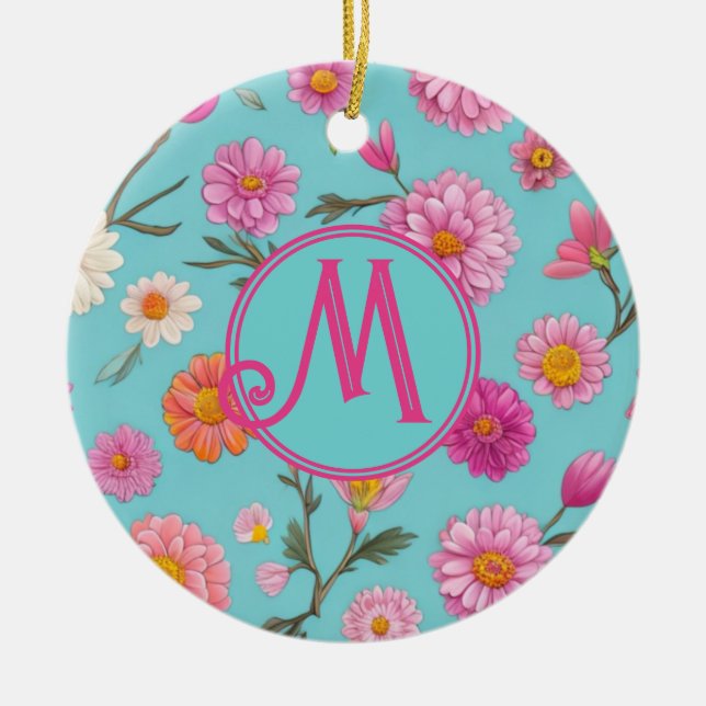 Hütte-Mittelblütenblütenblütenfarben Rosa Blume Keramik Ornament (Vorne)