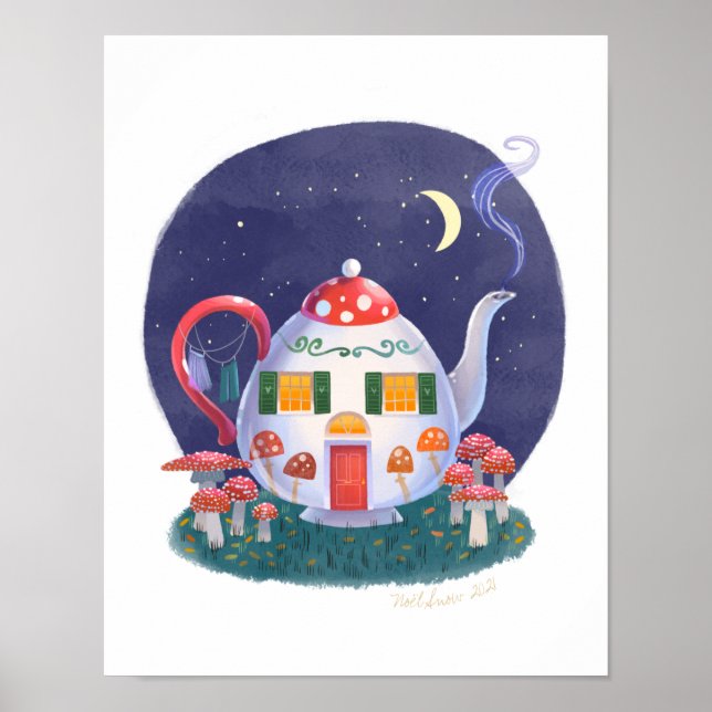 Hütte Pilz Teapot Kunstdruckerei Poster (Vorne)