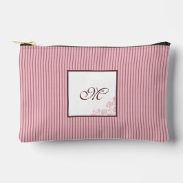 Hütte Pink Strip Rose Muster Skript Monogramm Zubehörtasche