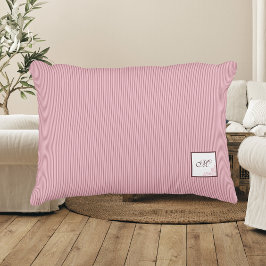 Hütte Pink Strip Rose Spitzen-Script Monogramm Dekokissen