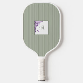 Hütte Sage Strip Lila Blumenskriptmonogramm Pickleball Schläger
