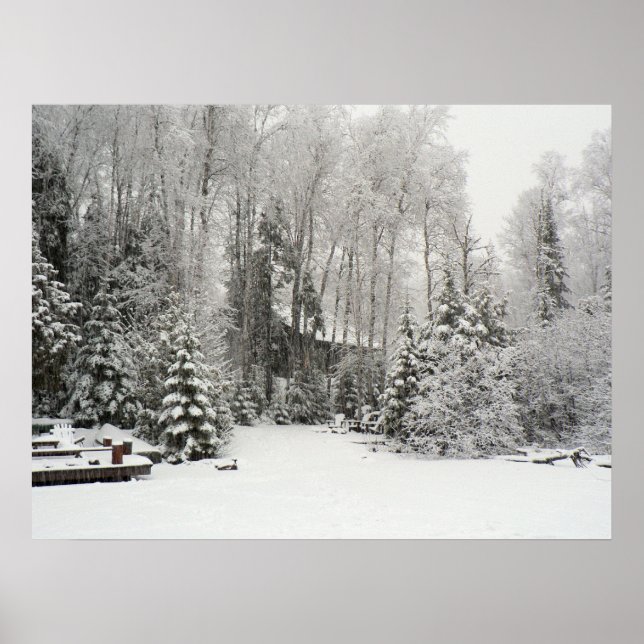 Hütte Schneefall Poster (Vorne)