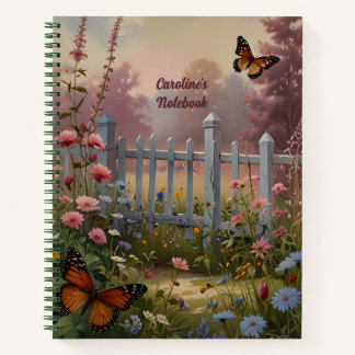 Hütte Sommerblumenzaun Schmetterlinge Notizbuch