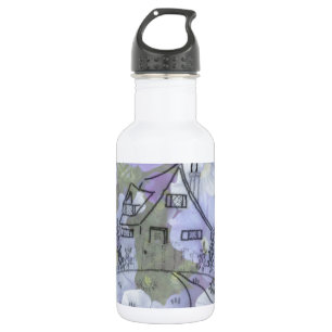 Hütte Stickerei & Petunias Edelstahlflasche