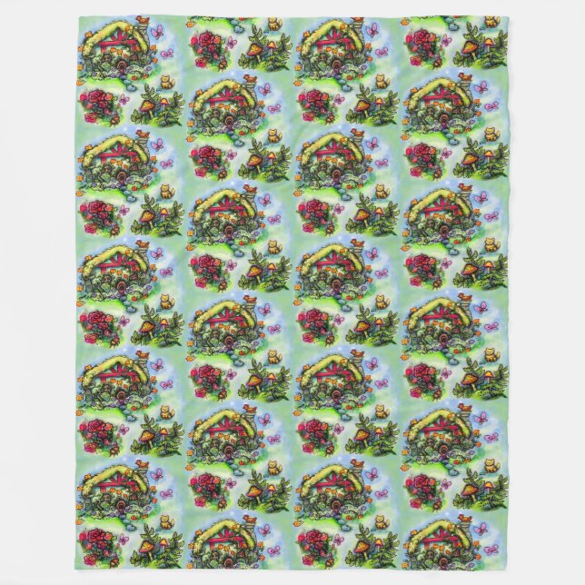 Hütte und Blume Kernflora Fleecedecke (Vorderseite)