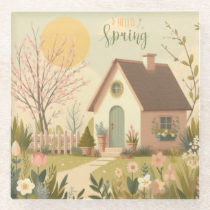 Hütte von Blumen/Frühling Glasuntersetzer