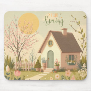 Hütte von Blumen/Frühling Mousepad