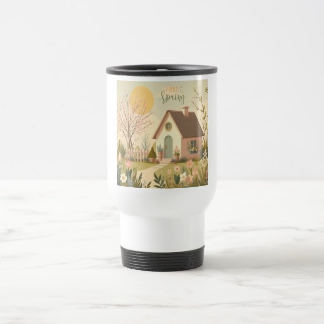 Hütte von Blumen/Frühling Reisebecher (Mittel)