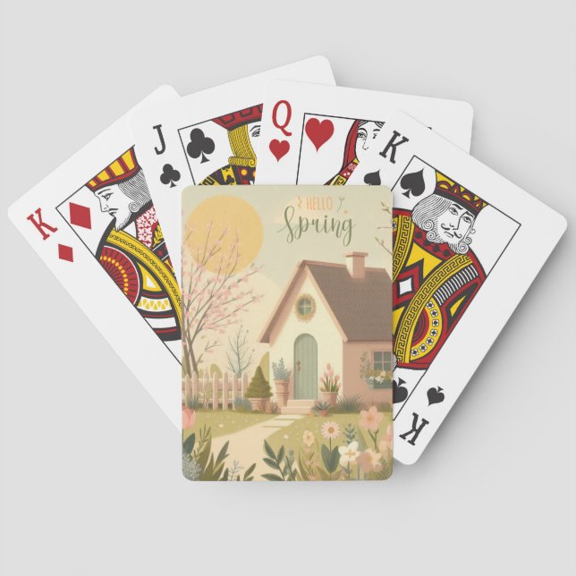 Hütte von Blumen/Frühling Spielkarten (Rückseite)