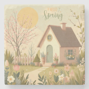 Hütte von Blumen/Frühling Steinuntersetzer