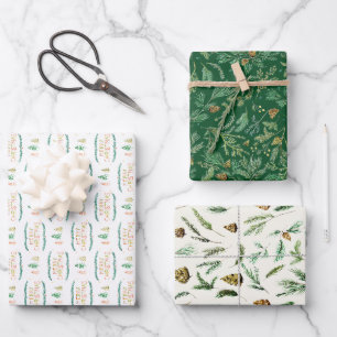 Hütte Wasserfarbe Weihnachten Geschenkpapier Set