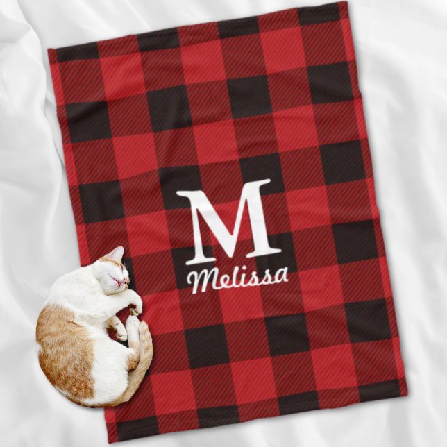 Hütte Weihnachten Roter Büffel Lumberjack kariert Fleecedecke (cottage Christmas Red buffalo lumberjack plaid Fleece Blanket)