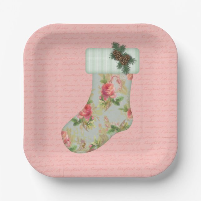 Hütte Weihnachts-Strumpf-Papierplatte Pappteller (Vorderseite)