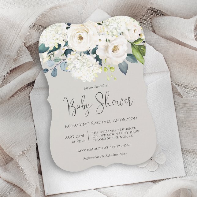 Hütte White Floral Baby Dusche Einladung (Von Creator hochgeladen)