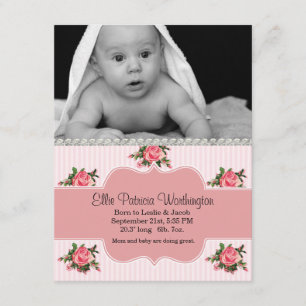 Hüttechic-Baby-Mädchen-Geburts-Mitteilung Ankündigung