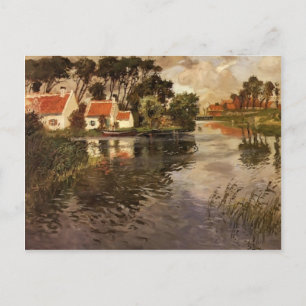 Hütten am Fluss von Frits Thaulow Postkarte