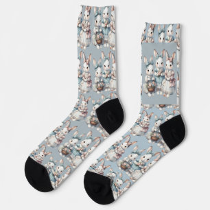 Hütten-Hasen-Schwestern Aquarell-Illustration Socken