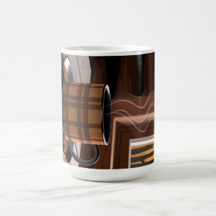 Hütten-Karo-Kffee-Herbstwald-Rustikale Heimkunst Kaffeetasse