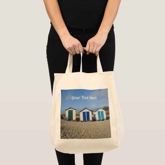 Hütten mit blauem Himmel und englischer Küste Tragetasche (Vorderseite (Produkt))