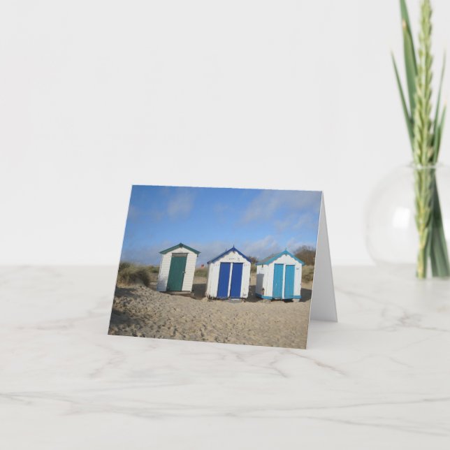 Hütten und blauer Himmel englisches Foto am Meer Karte (Vorderseite)