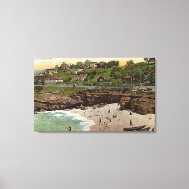 Hütten und Strand von La Jolla Leinwanddruck (Vorderseite)