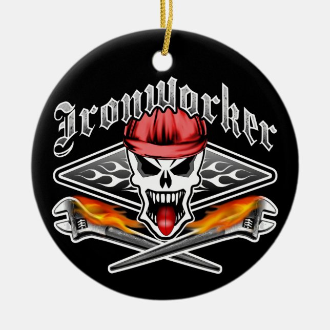 Hüttenarbeiter-Schädel und bohren Schlüssel 2,1 Keramik Ornament (Vorne)