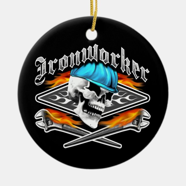 Hüttenarbeiter-Schädel und bohren Schlüssel Keramikornament (Vorne)