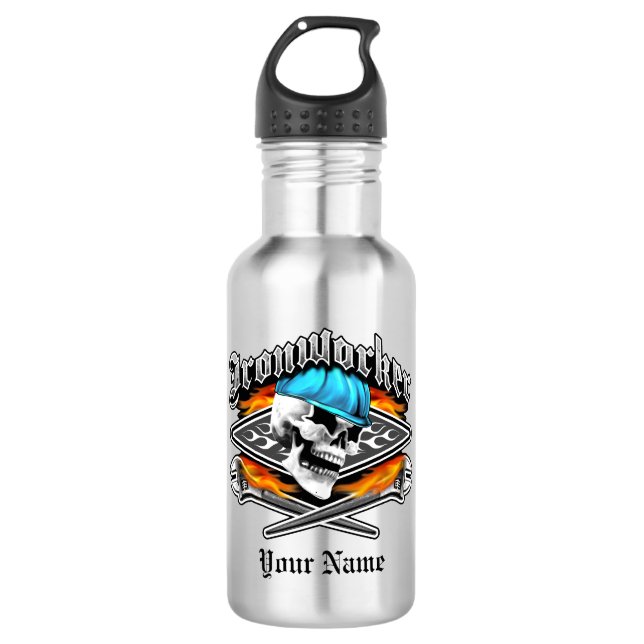 Hüttenarbeiter-Schädel und bohren Schlüssel Trinkflasche (Vorderseite)