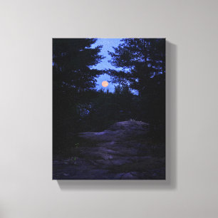 Hüttenland Moonrise im Holz Leinwanddruck