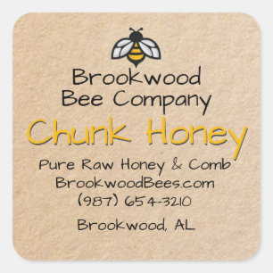 Hüttenmarkt-Chunk-Honey-Label-Biene Quadratischer Aufkleber