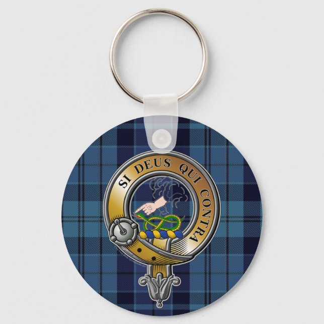 Hutton Tartan & Abzeichen Schlüsselanhänger (Vorderseite)