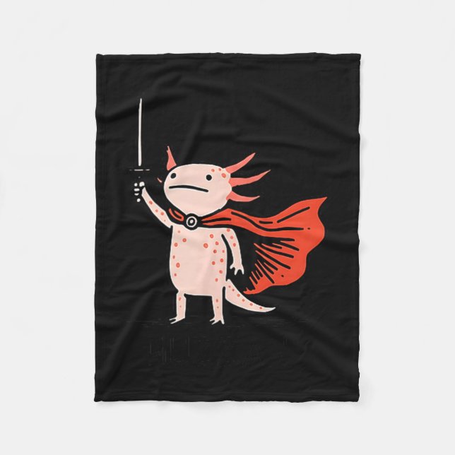 Huzzah Axolotl Knight Funny Sword Meme Quote  Fleecedecke (Vorderseite)