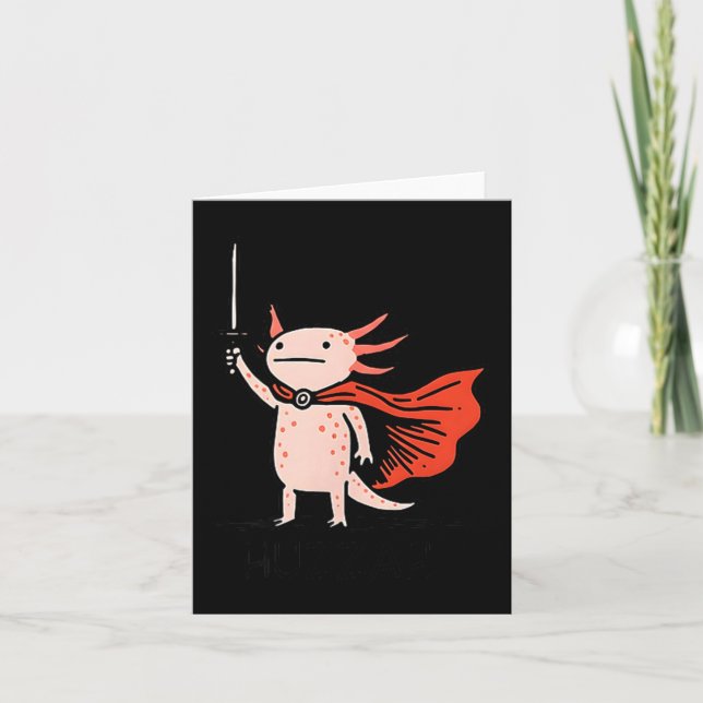 Huzzah Axolotl Knight Funny Sword Meme Quote  Karte (Vorderseite)
