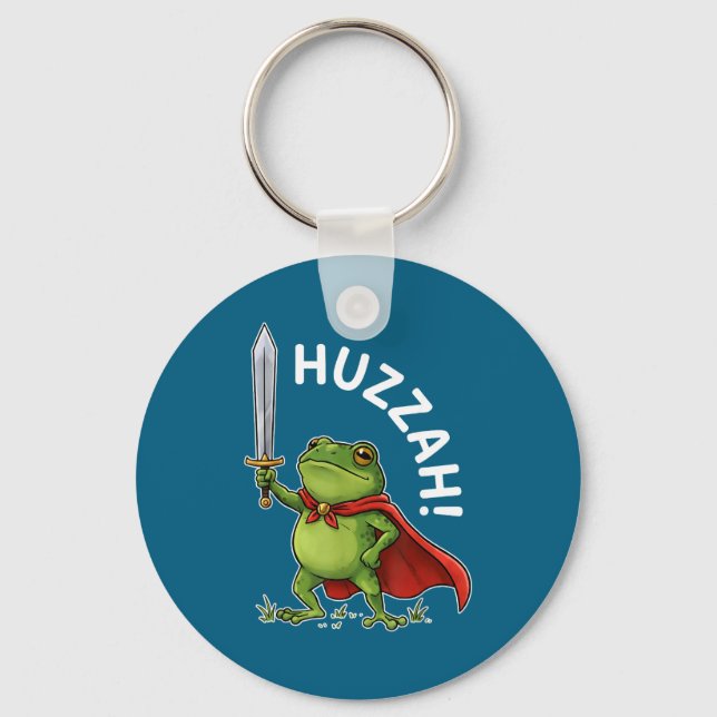 Huzzah Frog Knight Funny Sword Meme Frog Quote Men Schlüsselanhänger (Vorderseite)