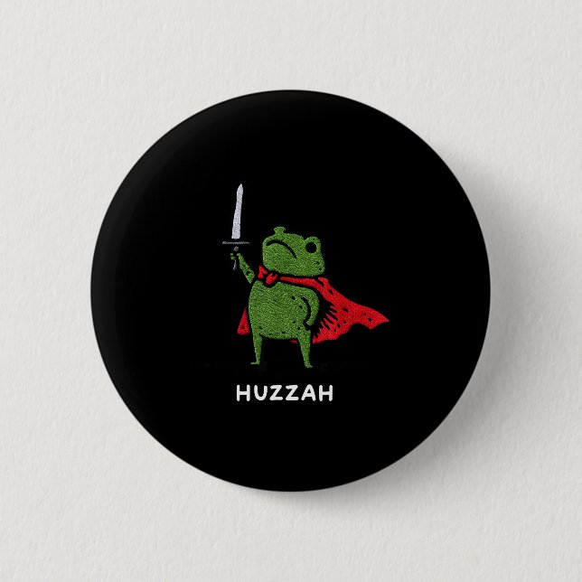 Huzzah Frog Knight Funny Sword Meme Quote  Button (Vorderseite)
