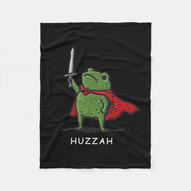 Huzzah Frog Knight Funny Sword Meme Quote  Fleecedecke (Vorderseite)