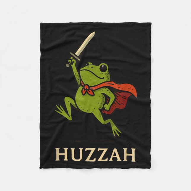 Huzzah Frog Knight Funny Sword Meme Quote  Fleecedecke (Vorderseite)