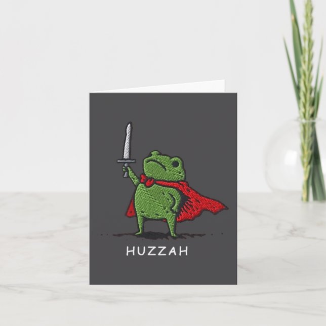 Huzzah Frog Knight Funny Sword Meme Quote  Karte (Vorderseite)