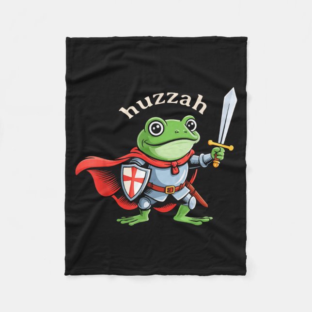 Huzzah Frog Knight Funny Sword Meme Quote Medieval Fleecedecke (Vorderseite)
