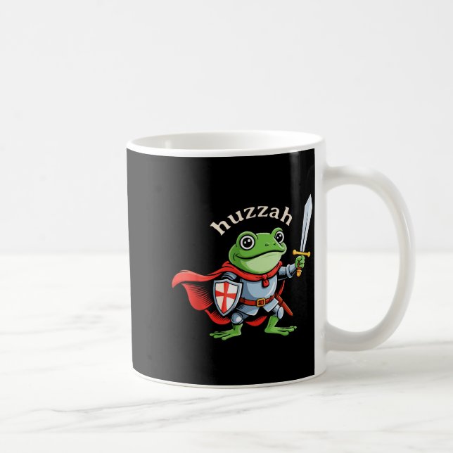 Huzzah Frog Knight Funny Sword Meme Quote Medieval Kaffeetasse (Rechts)