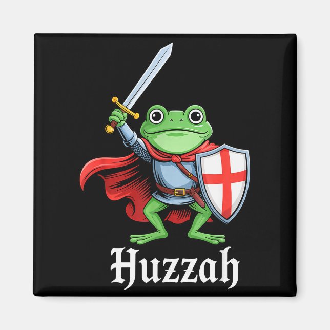 Huzzah Frog Knight Funny Sword Meme Quote Medieval Magnet (Vorne)