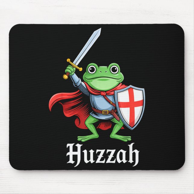 Huzzah Frog Knight Funny Sword Meme Quote Medieval Mousepad (Vorne)