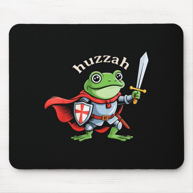 Huzzah Frog Knight Funny Sword Meme Quote Medieval Mousepad (Vorne)
