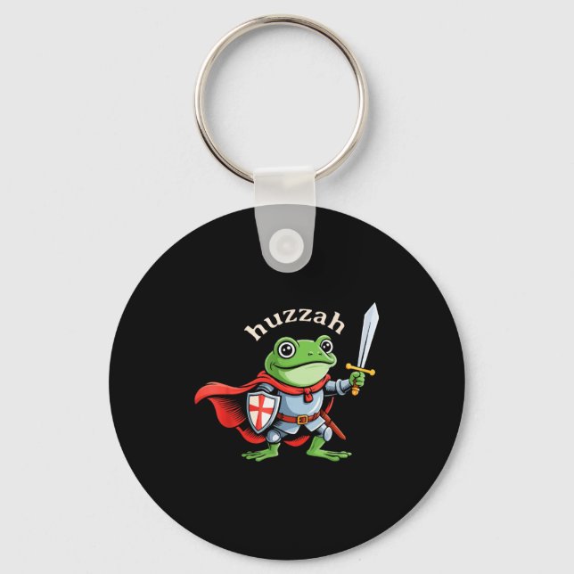 Huzzah Frog Knight Funny Sword Meme Quote Medieval Schlüsselanhänger (Vorderseite)
