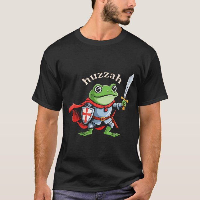 Huzzah Frog Knight Funny Sword Meme Quote Medieval T-Shirt (Vorderseite)