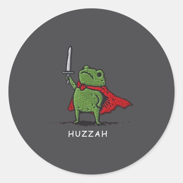 Huzzah Frog Knight Funny Sword Meme Quote  Runder Aufkleber (Vorderseite)