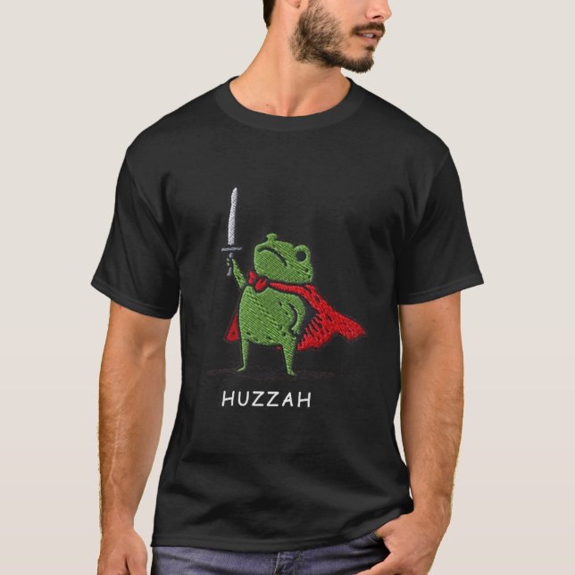 Huzzah Frog Knight Funny Sword Meme Quote  T-Shirt (Vorderseite)