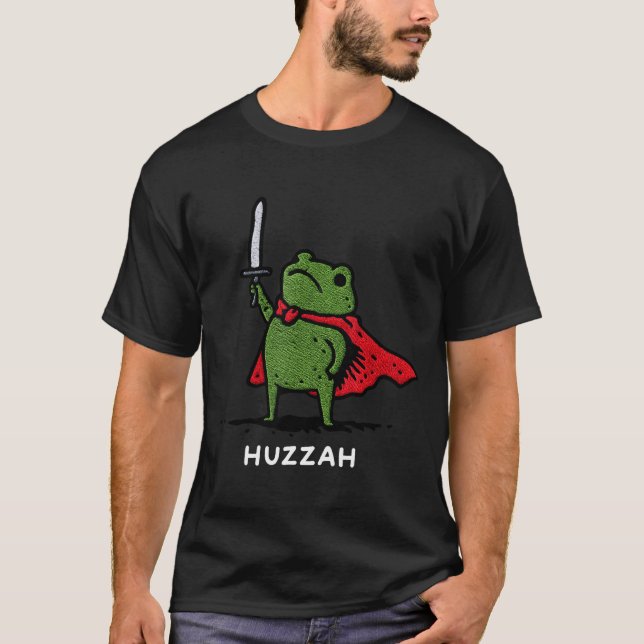 Huzzah Frog Knight Funny Sword Meme Quote  T-Shirt (Vorderseite)