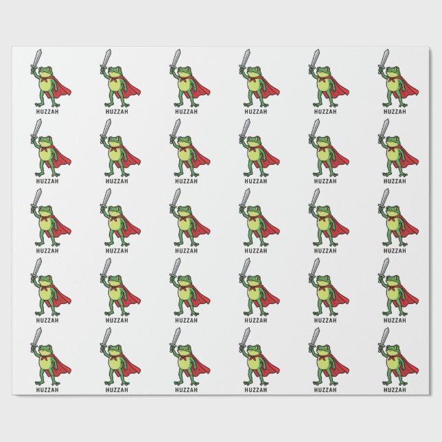 Huzzah Frog Knight Funny Sword Meme Zitat Geschenkpapier (Flach)